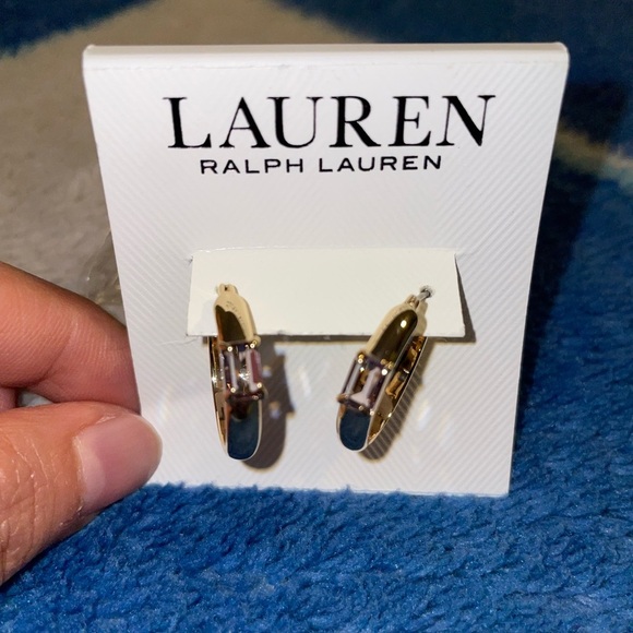 Ralph Lauren Gold and Silver Hoop Earrings - Picture 2 of 7